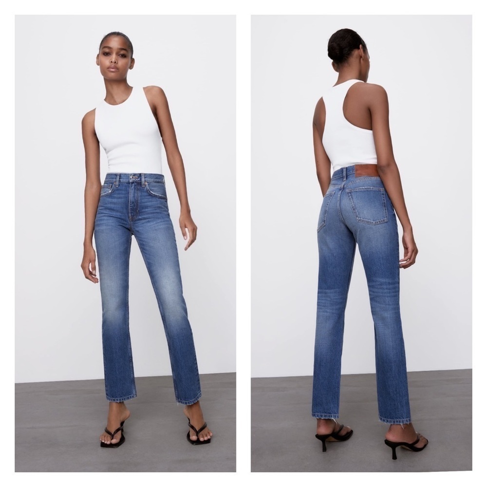 Zara High Rise Blue Jeans for Women